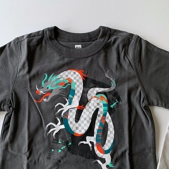 Tea Collection Dragon Layered Sleeve Graphic Boy Tee 2T 3T 4T - Picture 2 of 7